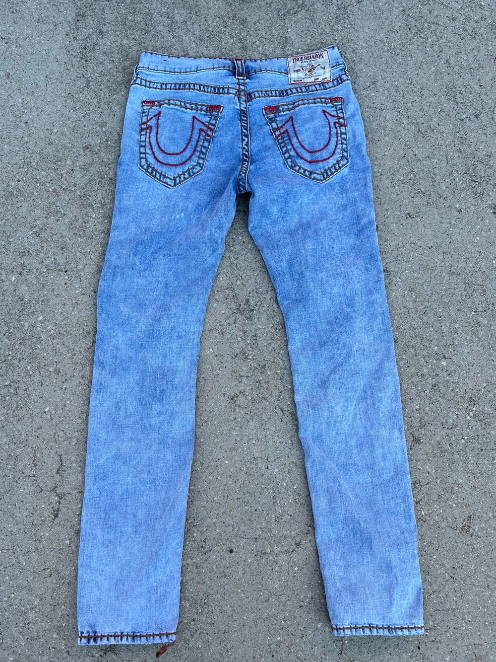 True Religion Ricky Super T Red Stitching Relaxed Skinny Jeans